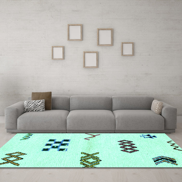 Machine Washable Solid Turquoise Modern Area Rugs in a Living Room,, wshabs2943turq