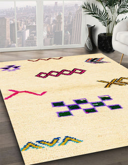 Machine Washable Abstract Brown Sugar Brown Rug in a Family Room, wshabs2943