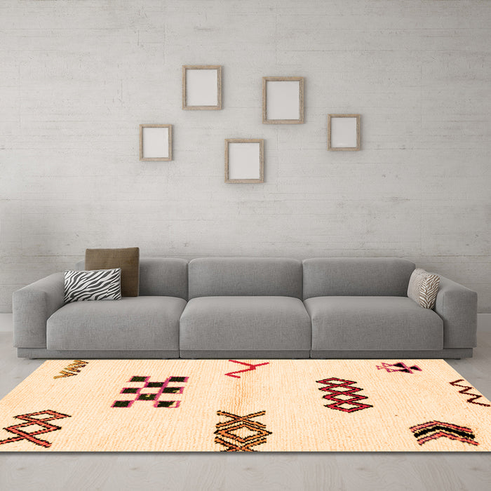 Machine Washable Solid Orange Modern Area Rugs in a Living Room, wshabs2943org