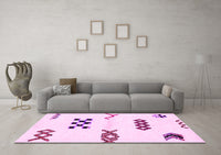 Machine Washable Solid Pink Modern Rug, wshabs2943pnk