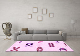 Machine Washable Solid Pink Modern Rug in a Living Room, wshabs2943pnk