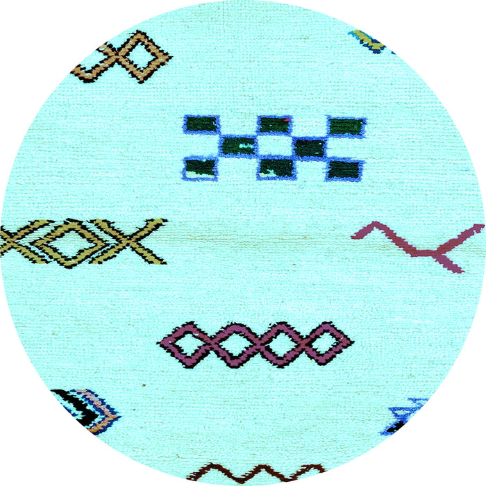 Round Machine Washable Solid Light Blue Modern Rug, wshabs2943lblu