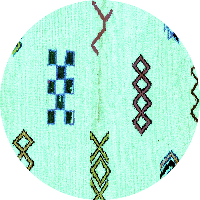 Round Solid Turquoise Modern Rug, abs2943turq