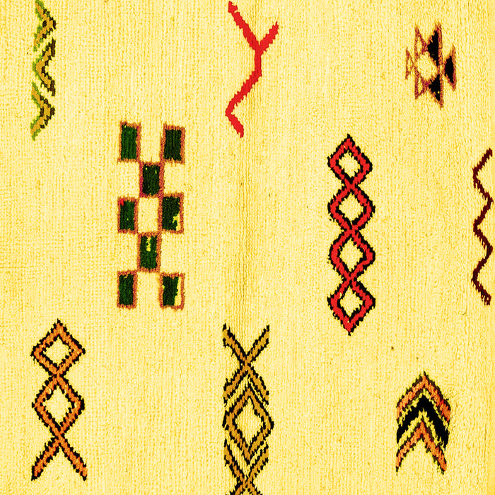 Square Machine Washable Solid Yellow Modern Rug, wshabs2943yw