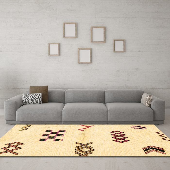 Machine Washable Solid Brown Modern Rug in a Living Room,, wshabs2943brn