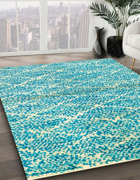 Abstract Aquamarine Green Modern Rug, abs2944