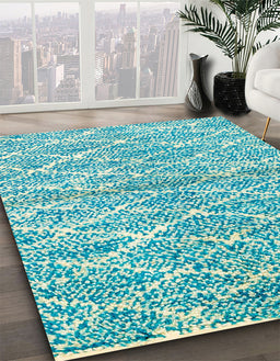 Abstract Aquamarine Green Modern Rug in Family Room, abs2944