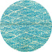 Round Machine Washable Abstract Aquamarine Green Rug, wshabs2944