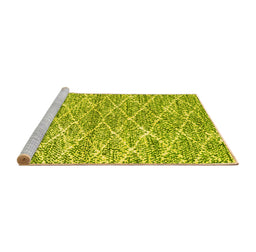 Sideview of Machine Washable Abstract Yellow Modern Rug, wshabs2944yw