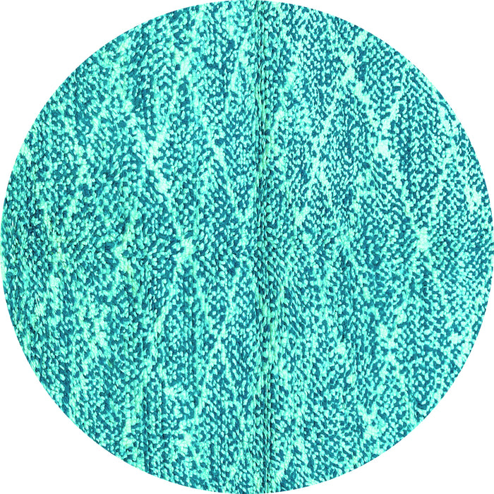 Round Machine Washable Abstract Turquoise Modern Area Rugs, wshabs2944turq