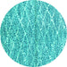 Round Machine Washable Abstract Turquoise Modern Area Rugs, wshabs2944turq