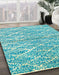 Abstract Aquamarine Green Modern Rug in Family Room, abs2944