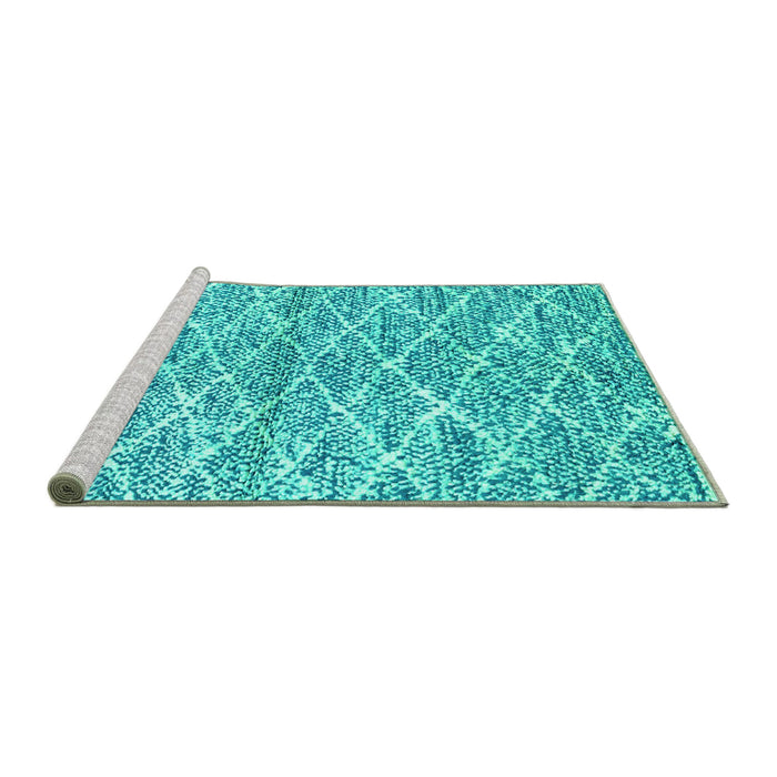Sideview of Machine Washable Abstract Turquoise Modern Area Rugs, wshabs2944turq