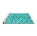 Sideview of Machine Washable Abstract Turquoise Modern Area Rugs, wshabs2944turq