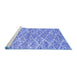 Sideview of Machine Washable Abstract Blue Modern Rug, wshabs2944blu