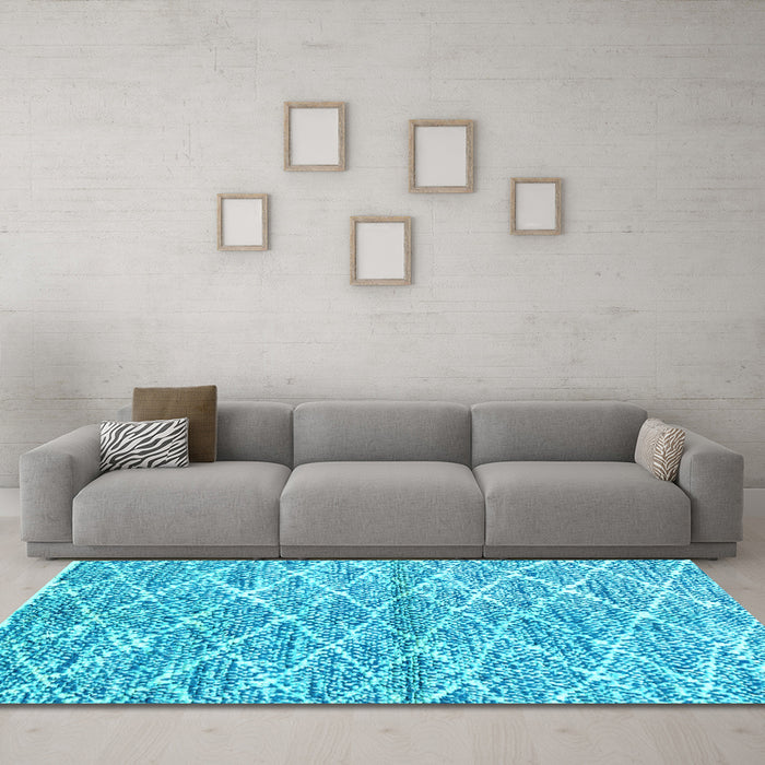 Machine Washable Abstract Light Blue Modern Rug in a Living Room, wshabs2944lblu