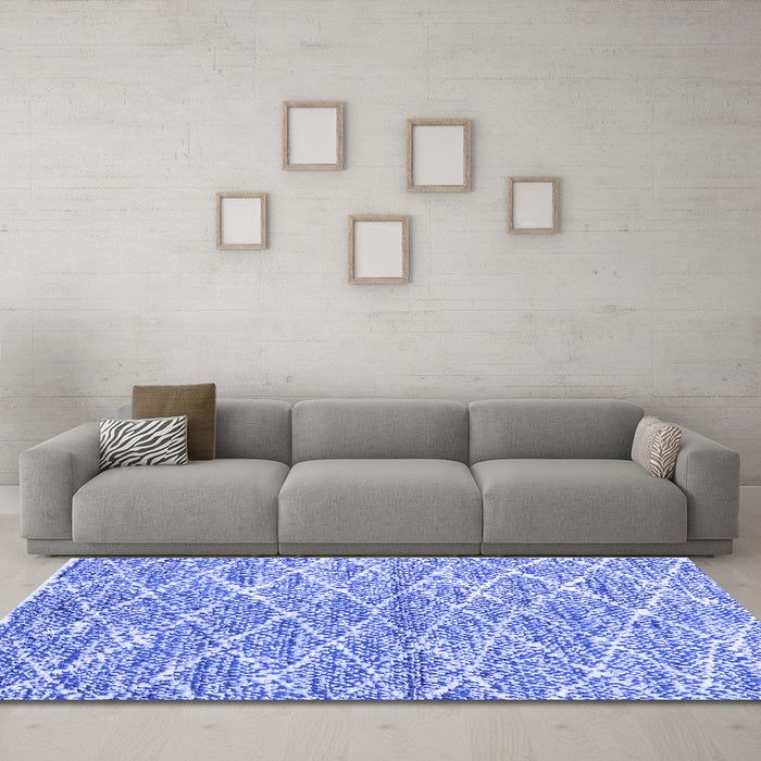 Machine Washable Abstract Blue Modern Rug in a Living Room, wshabs2944blu