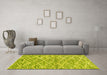 Machine Washable Abstract Yellow Modern Rug in a Living Room, wshabs2944yw