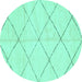 Round Solid Turquoise Modern Rug, abs2945turq