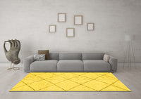 Machine Washable Solid Yellow Modern Rug, wshabs2945yw