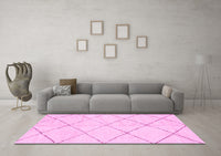 Machine Washable Solid Pink Modern Rug, wshabs2945pnk