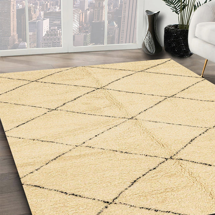 Abstract Sun Yellow Solid Rug in Family Room, abs2945