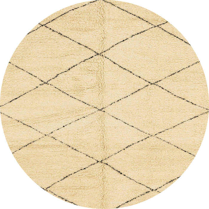 Round Abstract Sun Yellow Solid Rug, abs2945