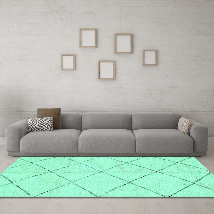 Machine Washable Solid Turquoise Modern Area Rugs in a Living Room,, wshabs2945turq