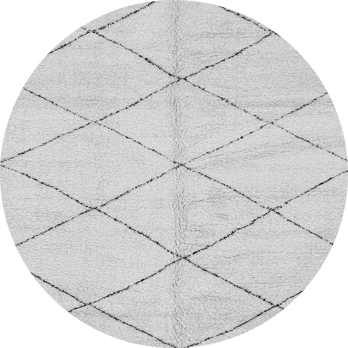 Round Machine Washable Solid Gray Modern Rug, wshabs2945gry