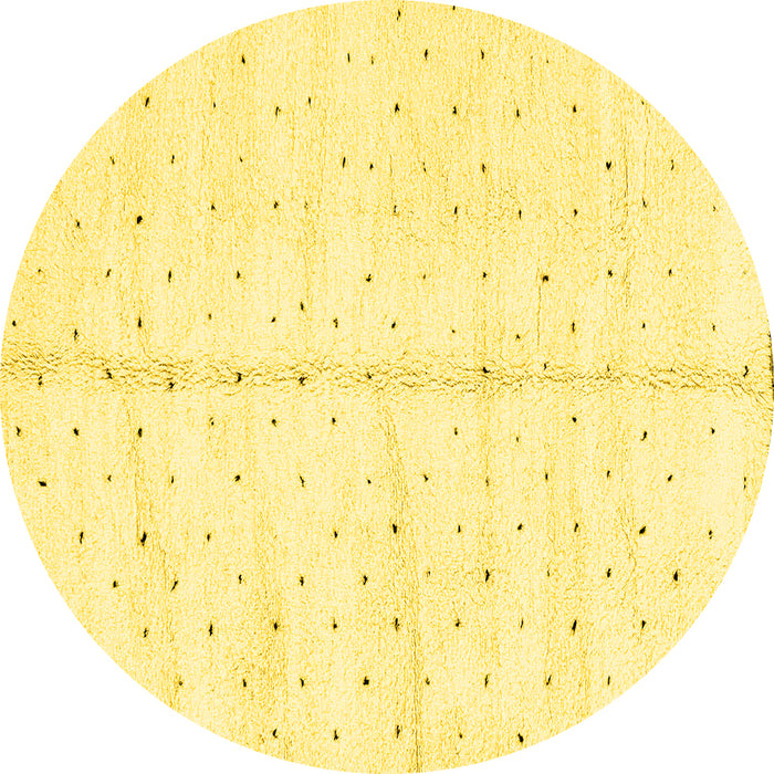 Round Machine Washable Solid Yellow Modern Rug, wshabs2946yw