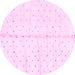 Round Machine Washable Solid Pink Modern Rug, wshabs2946pnk