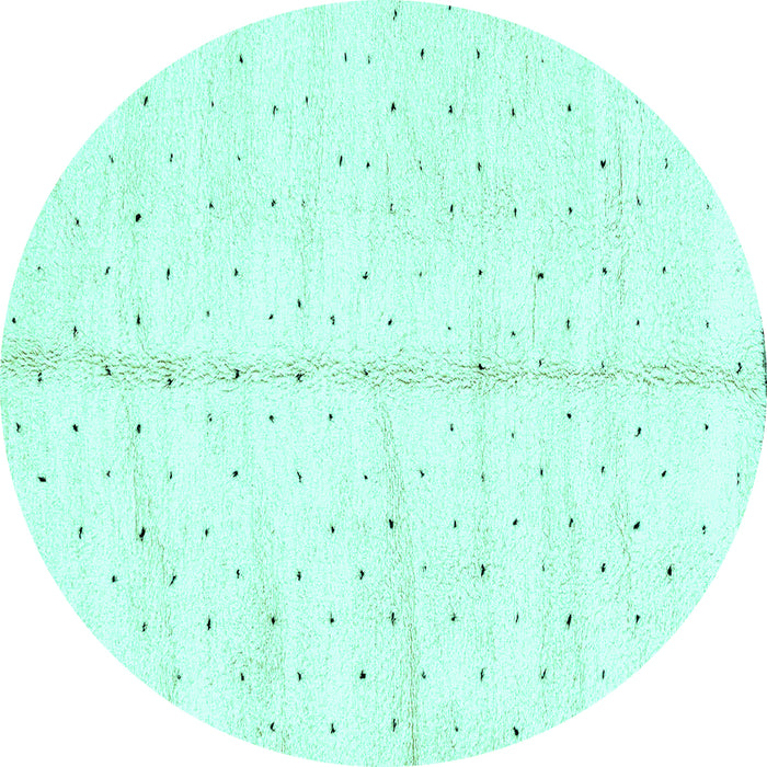 Round Machine Washable Solid Turquoise Modern Area Rugs, wshabs2946turq
