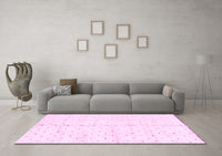 Machine Washable Solid Pink Modern Rug, wshabs2946pnk