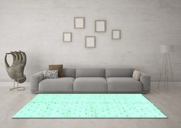 Machine Washable Solid Turquoise Modern Area Rugs in a Living Room,, wshabs2946turq