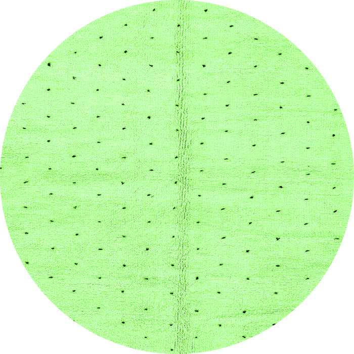 Round Machine Washable Solid Green Modern Area Rugs, wshabs2947grn