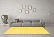 Machine Washable Solid Yellow Modern Rug in a Living Room, wshabs2947yw