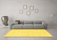 Machine Washable Solid Yellow Modern Rug, wshabs2947yw