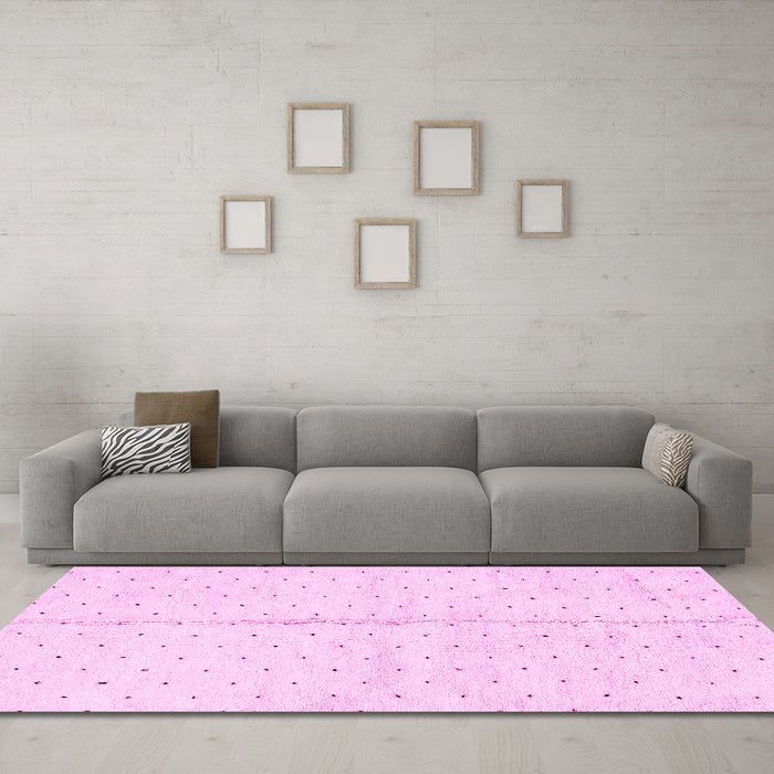 Machine Washable Solid Pink Modern Rug in a Living Room, wshabs2947pnk