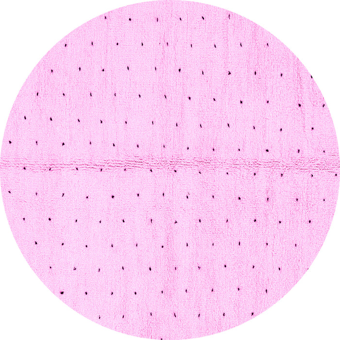 Round Machine Washable Solid Pink Modern Rug, wshabs2947pnk