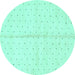 Round Solid Turquoise Modern Rug, abs2947turq