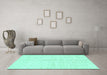 Machine Washable Solid Turquoise Modern Area Rugs in a Living Room,, wshabs2947turq