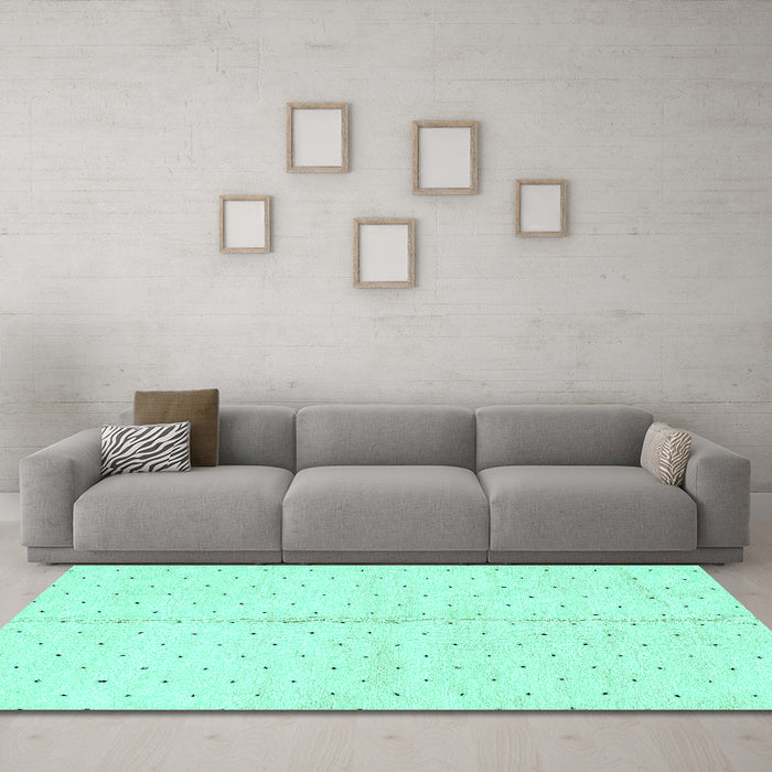 Machine Washable Solid Turquoise Modern Area Rugs in a Living Room,, wshabs2947turq