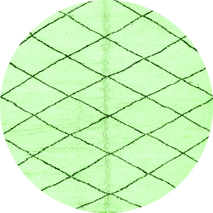 Round Machine Washable Solid Green Modern Area Rugs, wshabs2948grn