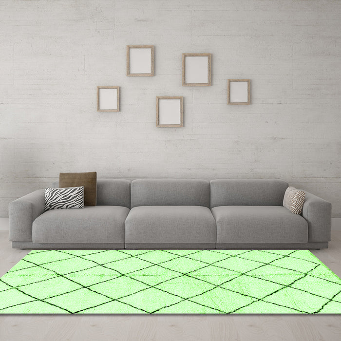 Machine Washable Solid Green Modern Area Rugs in a Living Room,, wshabs2948grn