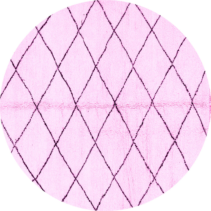 Round Machine Washable Solid Pink Modern Rug, wshabs2948pnk