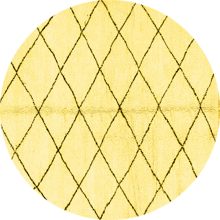 Round Solid Yellow Modern Rug, abs2948yw