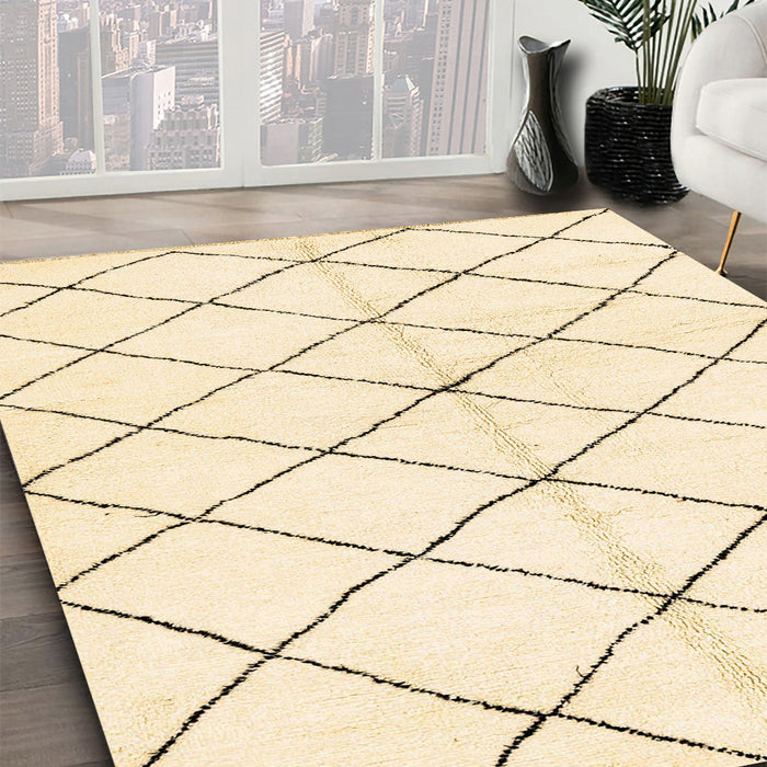 Abstract Golden Blonde Gold Solid Rug in Family Room, abs2948