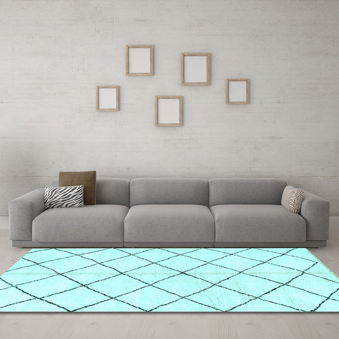 Machine Washable Solid Light Blue Modern Rug in a Living Room, wshabs2948lblu