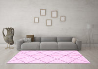 Machine Washable Solid Pink Modern Rug, wshabs2949pnk