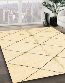 Abstract Brown Gold Solid Rug in Family Room, abs2949